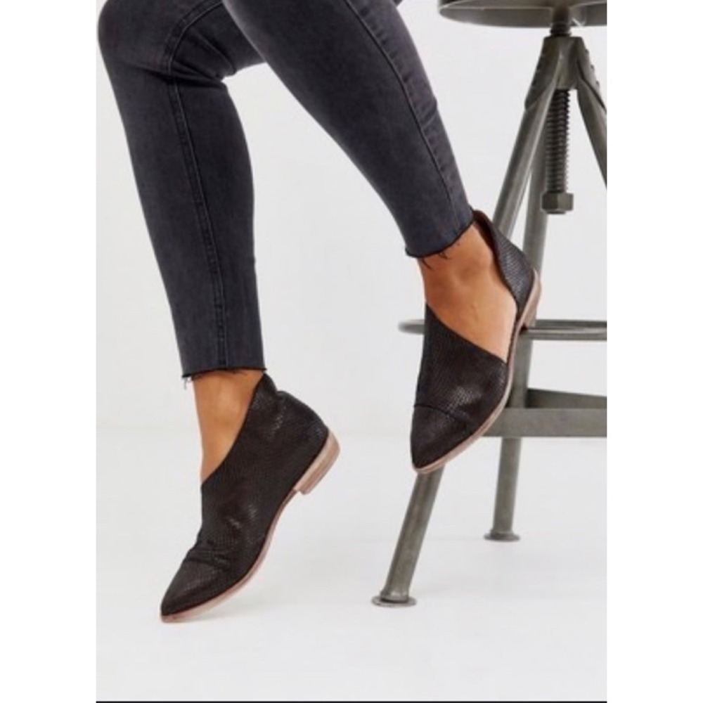 Free People Womens 36/5.5-6 Textured Royale Flat Black Cap-toe Casual Versatile